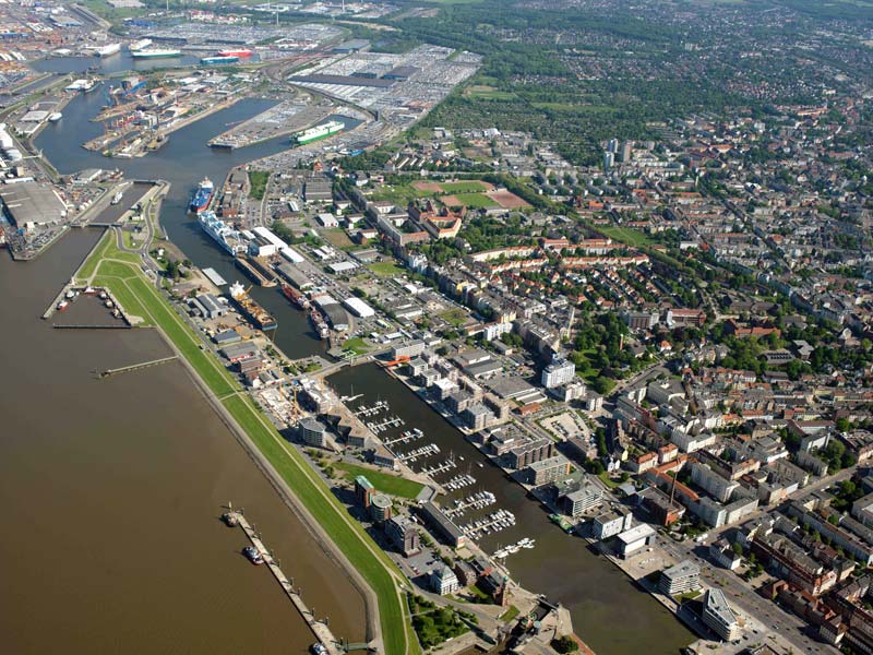 Luftfoto des Entwicklungsgebiets Rudloffstraße mit angrenzenden Quartieren